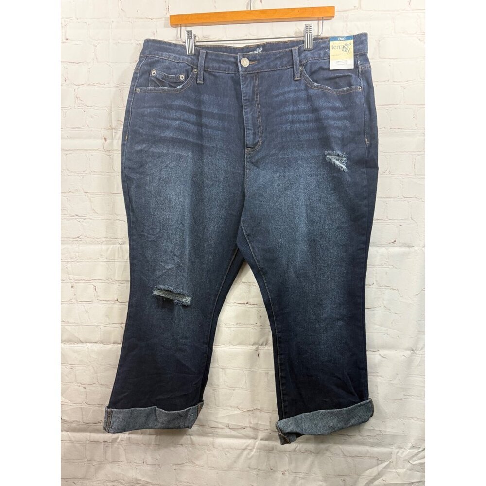 Terra & Sky Vintage Crop Bootcut Jeans Womens Plus Size 18W Dark Wash High Rise
